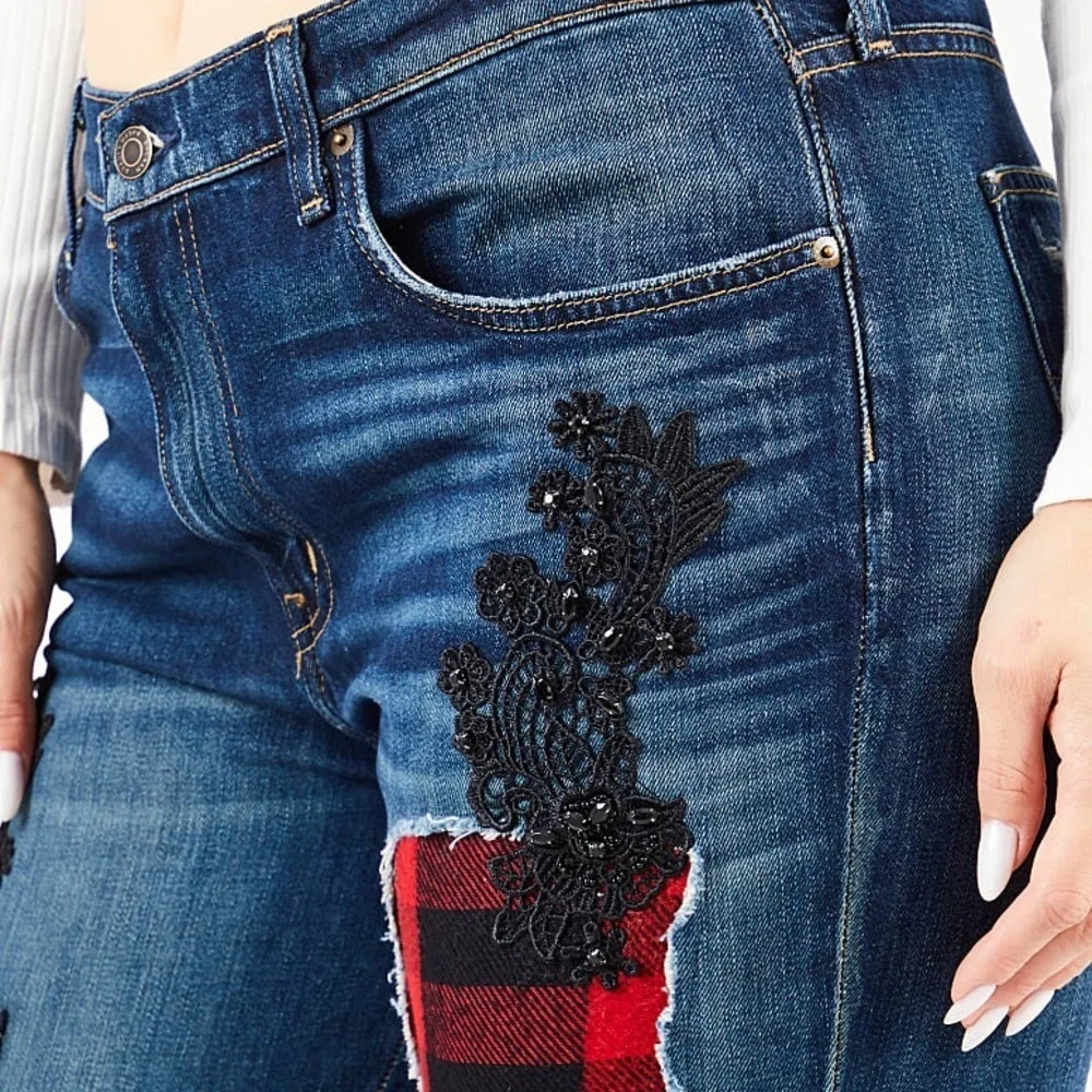Plus Size Authentic Ralph Lauren Denim Patchwork Jeans - Picture 5 of 14
